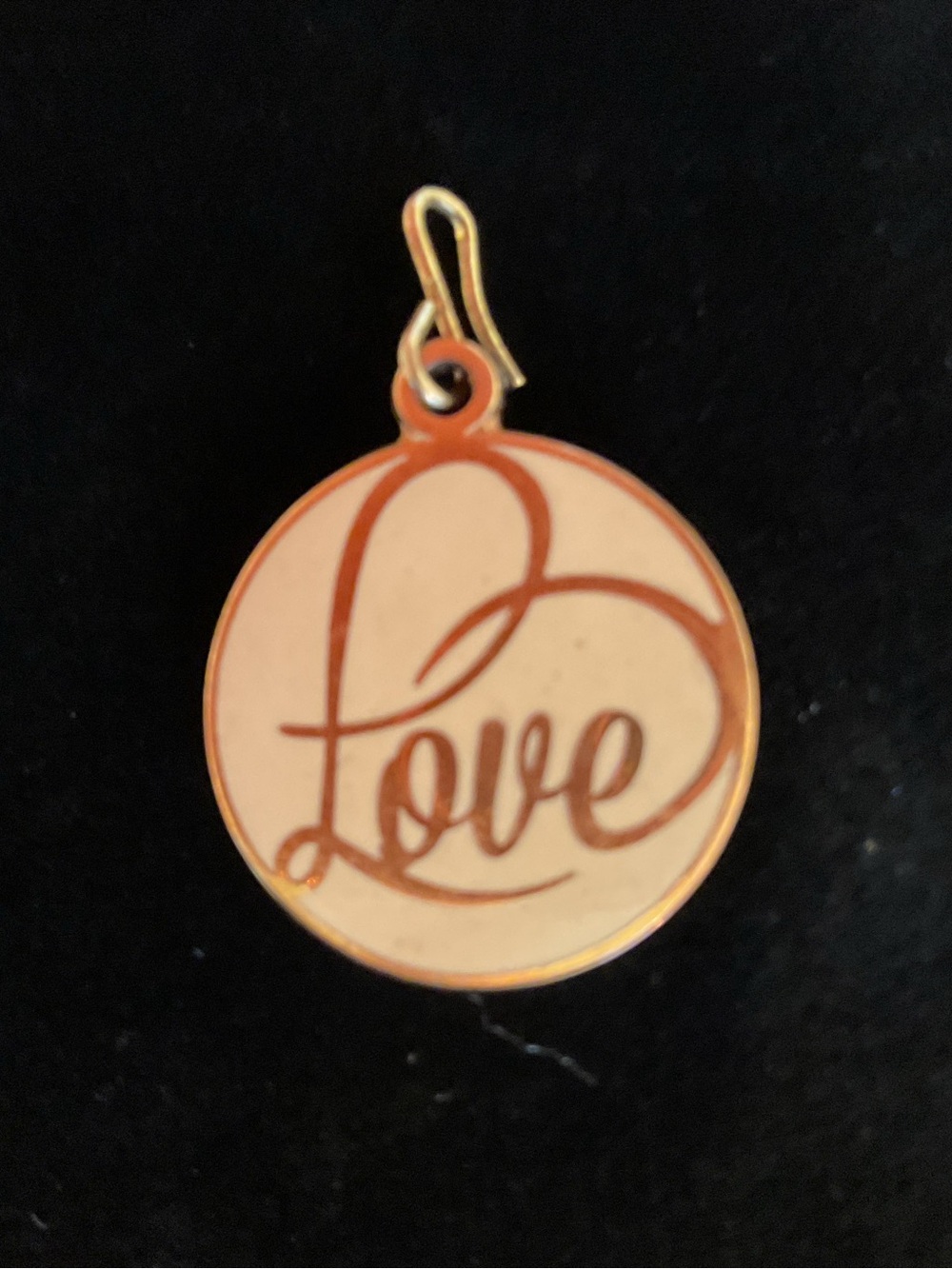Alex and Ani Love Script Round Pendant Charm in Cream and Gold